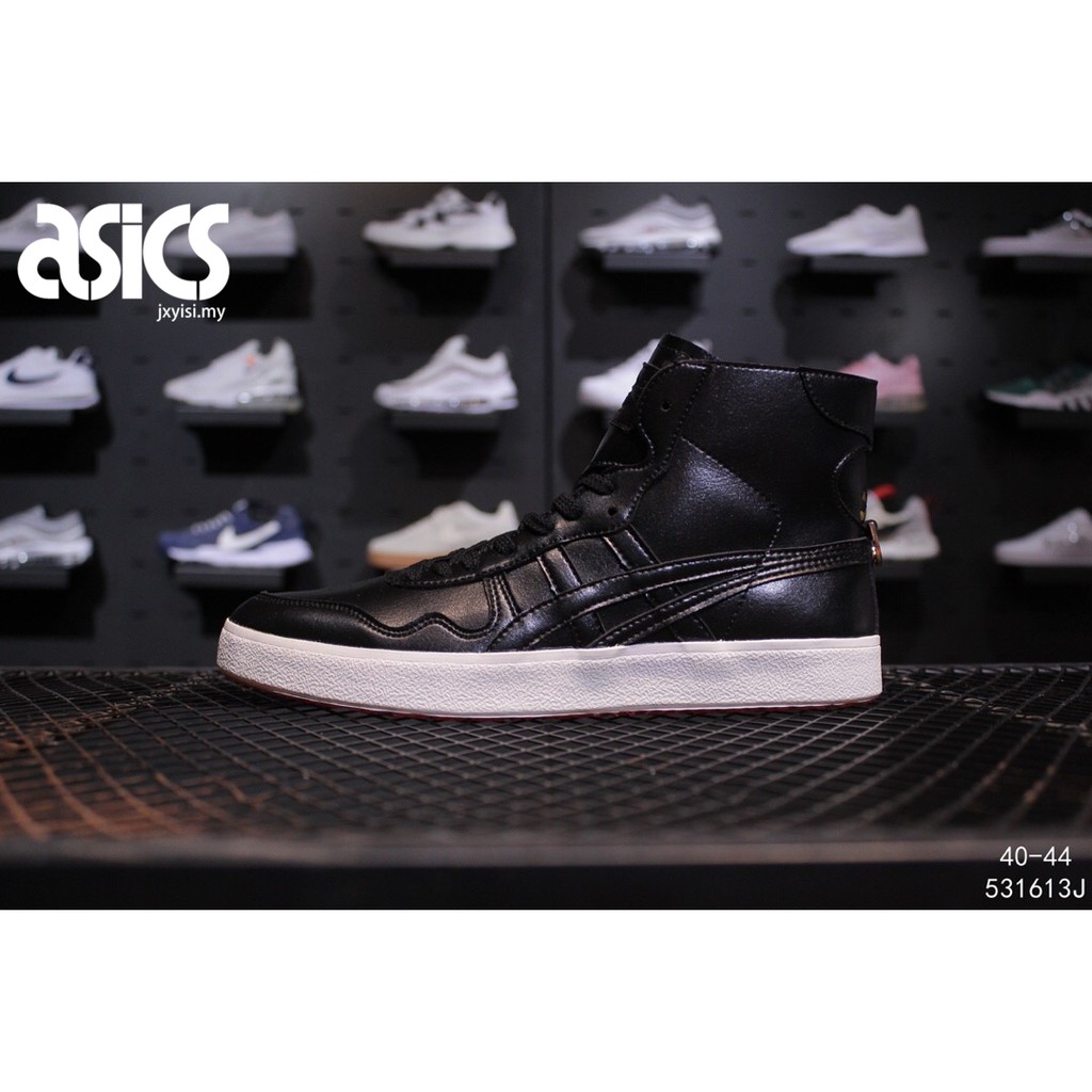 asics black leather sneakers