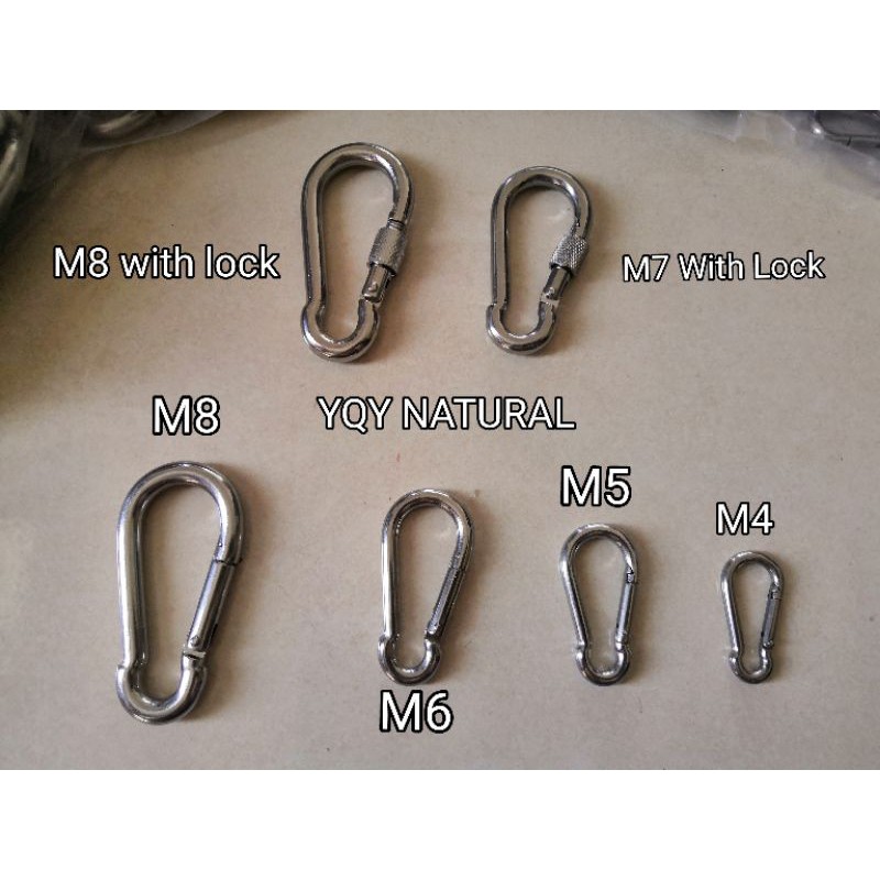 304 Stainless Steel Spring Carabiner Snap Hook Keychain Quick Link Lock Buckl F~
