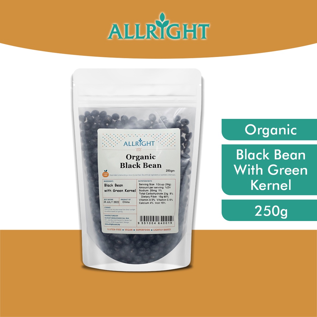 AllRight Organic Black Bean With Green Kernel (250g) | Shopee Malaysia