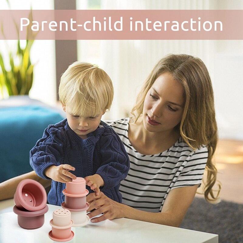 Have Must Baby Stacked Cup Silicone Building Block Montessori Education Toy Hourglass Plastic Folding Tower Bath Game... - Image 4