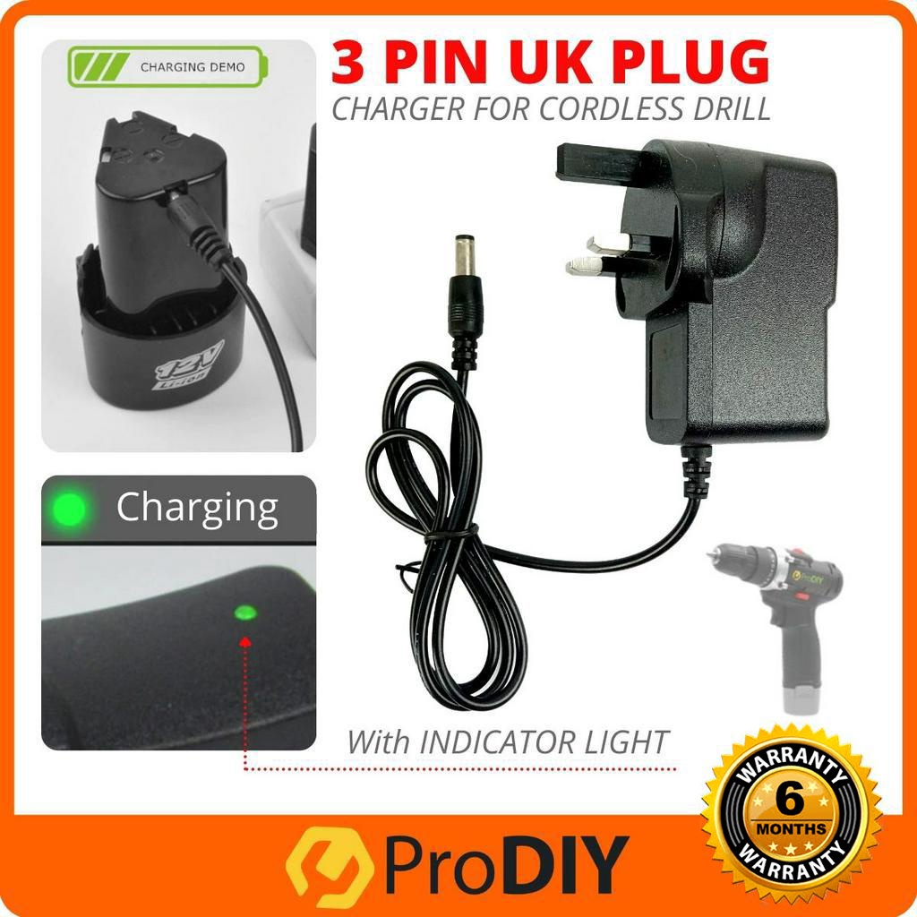 V Pin Uk Plug Ac Dc Adapter Cordless Drill Battery Charger For V Cordless Drill Pc