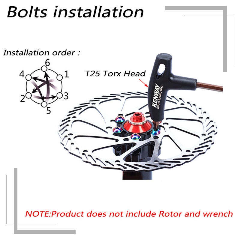MTB Bike 160/180/203mm Rotor Bike Disc Brake Rotor T25 12PCS Screws Torx Wrench 