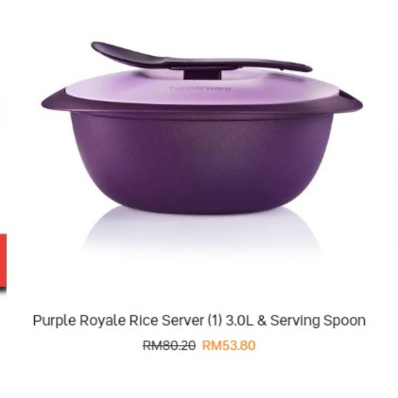 Tupperware: Purple Royale Round Server with Serving Spoon (2) 1.6L & Sambal Dish (2) 110ml, condimate