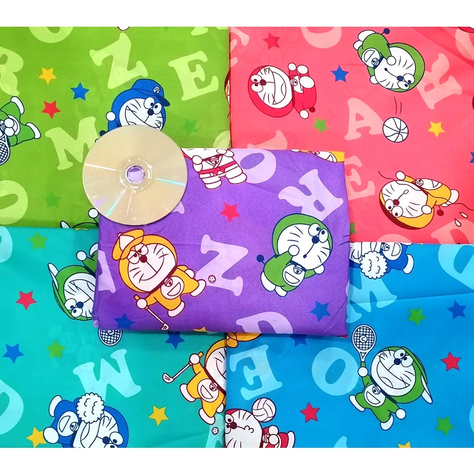 1/2 yards DORAEMON COLORFUL RAINBOW SPORTS Cotton Blend Fabric CARTOON FABRIC CLOTH KAIN SALES