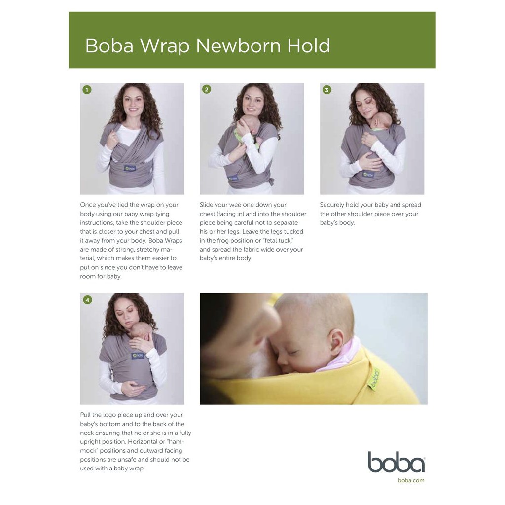 boba wrap baby positions