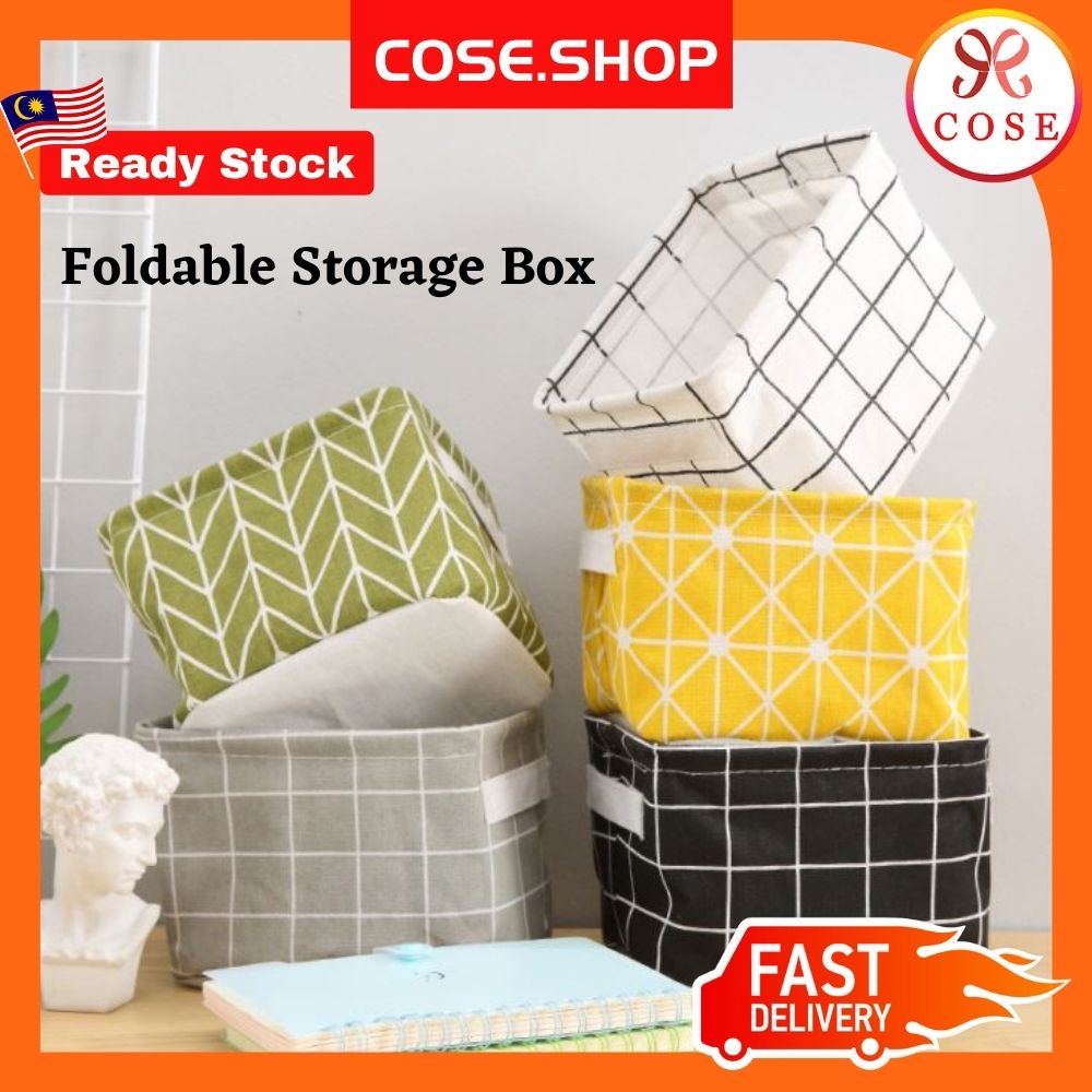 COSE Cotton Linen Storage Box Cloth Storage Toys Multipurpose Foldable Storage Organizer Basket Bakul Serbaguna 棉麻收纳盒