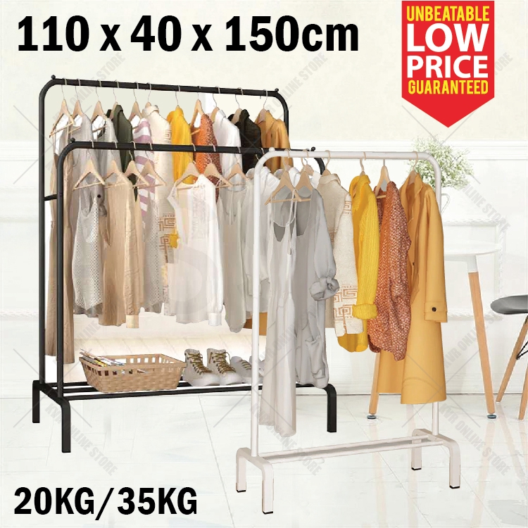 HEAVY DUTY Single Double Pole Floor Stand Drying Rack Hanging Clothes