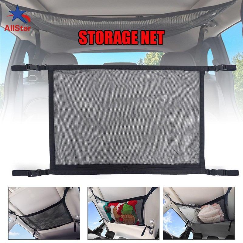 Car Truck Ceiling Storage Net Pocket Universal Car Roof Interior Cargo Bag With Zipper