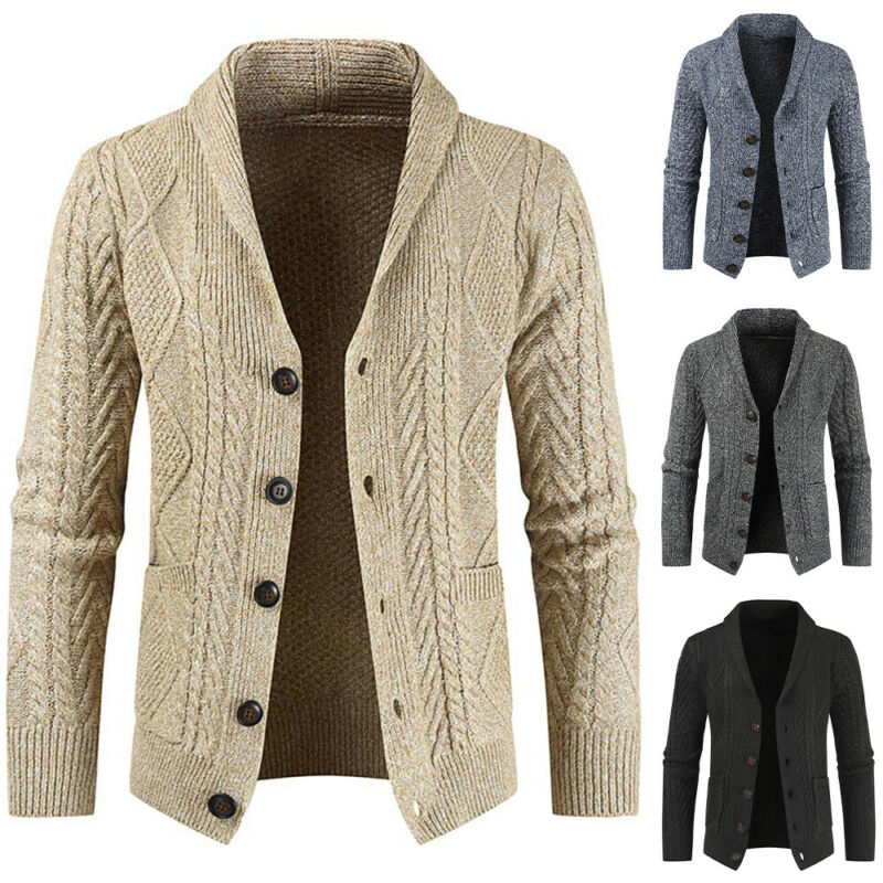 mens chunky cardigan sweater