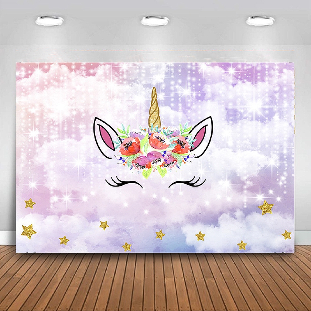 90x150cm Unicorn Themed Birthday Banner Background Photography