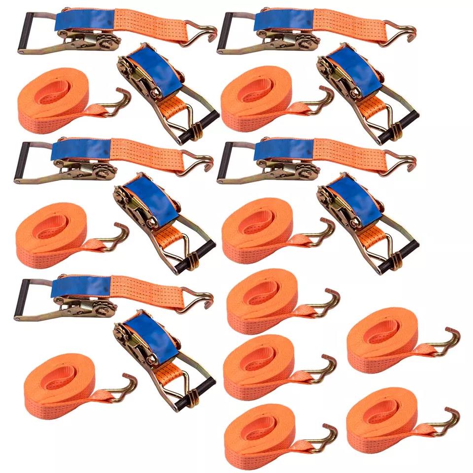 10x 6m 5000kg 5 ton Heavy Duty Ratchet Strap Tie Down J Hook lashing