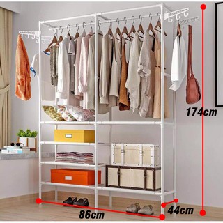 Rak Baju Almari kain pakaian Rack Wardrobe Storage Saving 