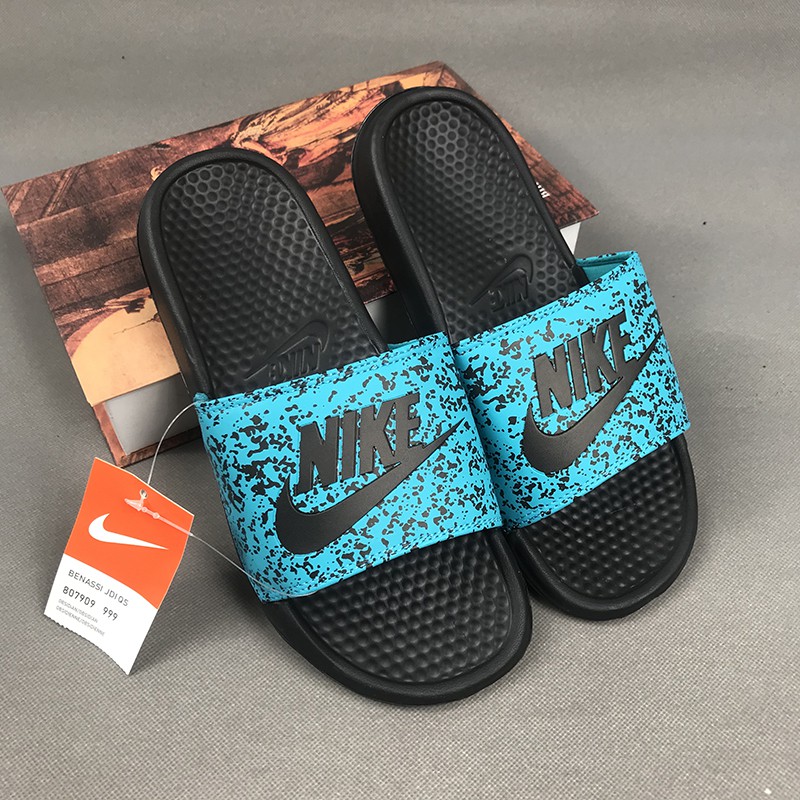 nike slippers blue