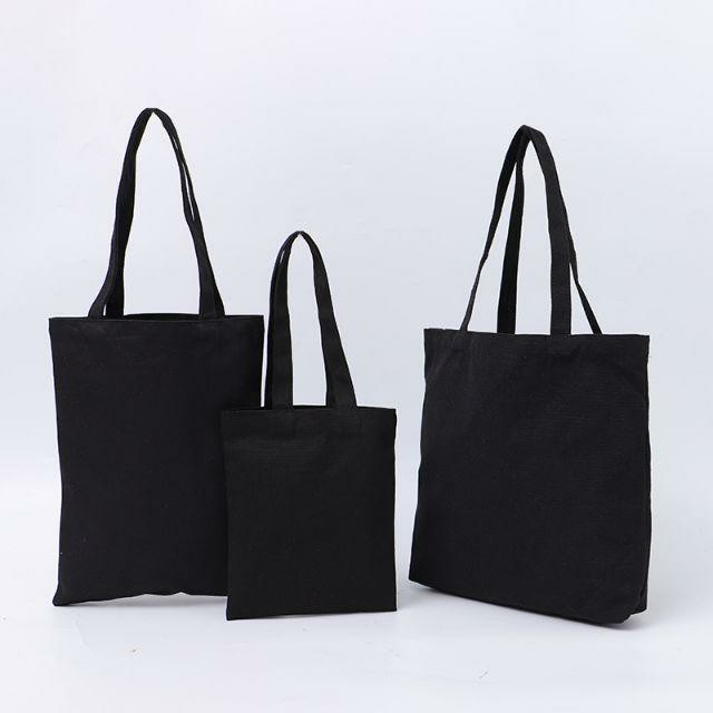 Black Canvas Plain Tote Bag 5oz 6oz 8oz 10oz 12oz Shopping Shoulder ...