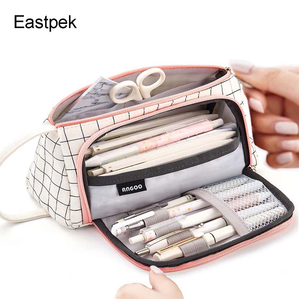 Eastpek Big Capacity Colored Canvas Storage Pouch Marker Pen Pencil Case Simple Stationery Bag Holder For Middle High Shopee Malaysia