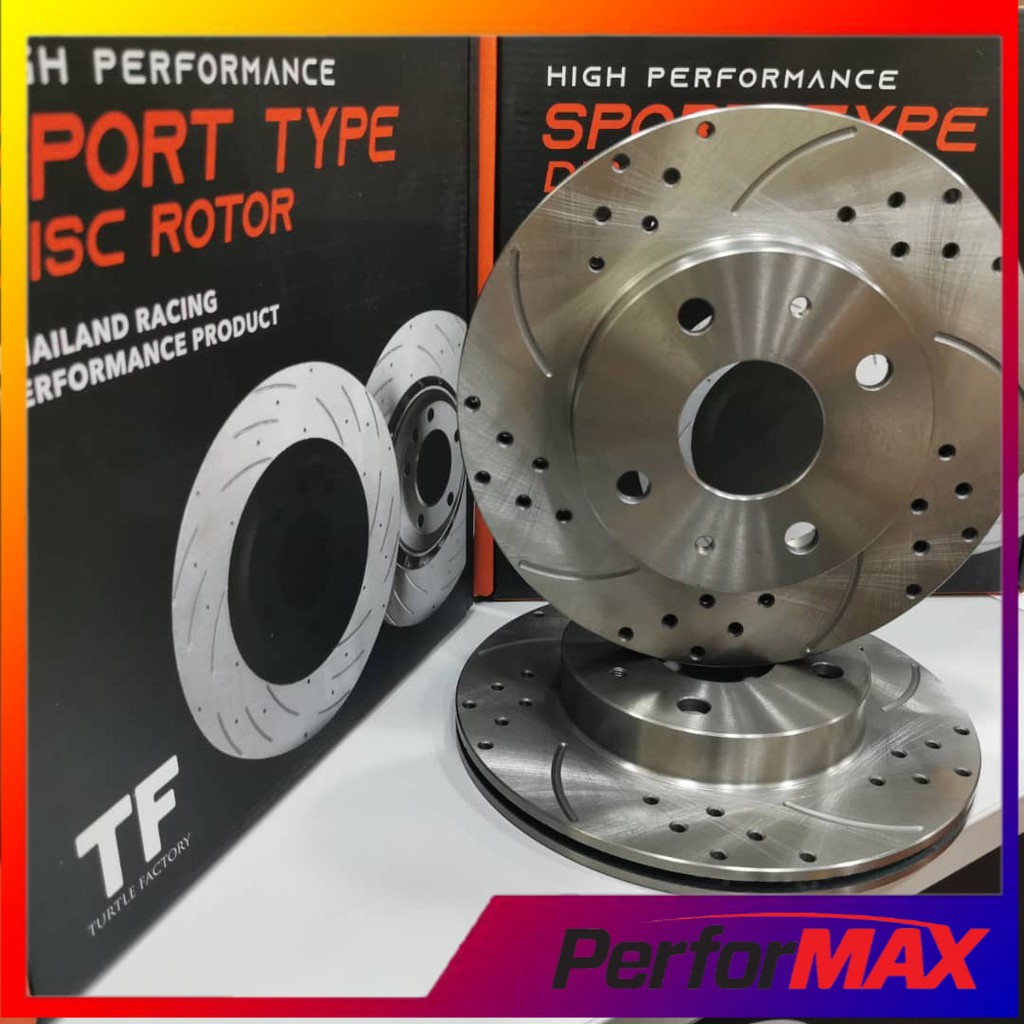 ORIGINAL TF SLOTTED & DRILLED DISC ROTOR (FRT) FOR PROTON WAJA & PERDANA Shopee Malaysia