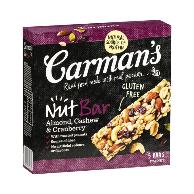 Carman's Almond, Cashew & Cranberry Roasted Nut Bars 5 pack | Shopee  Malaysia