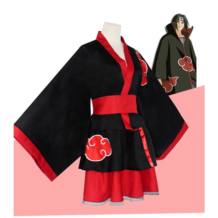 Cosplay Costume Naruto Women Uniform Sexy Suit Outfits Halloween Akatsuki Anime Party Fancy Dress Red Cloud Skirt