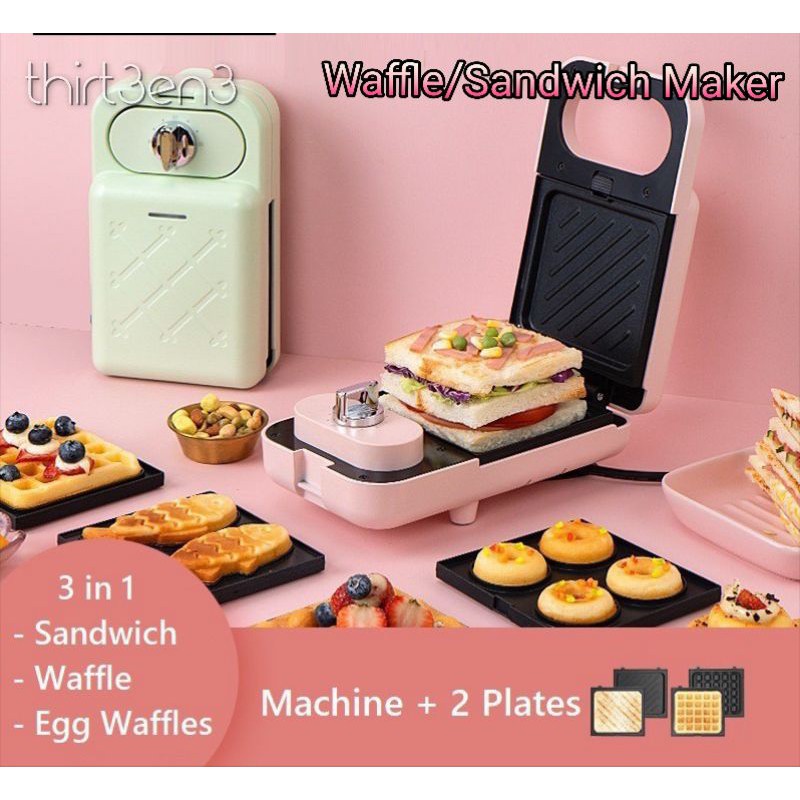 THIRT3EN3 Electric Sandwich Maker Waffle Maker Mini Grilling Panini Baking Plates Toaster Breakfast Machine For Home