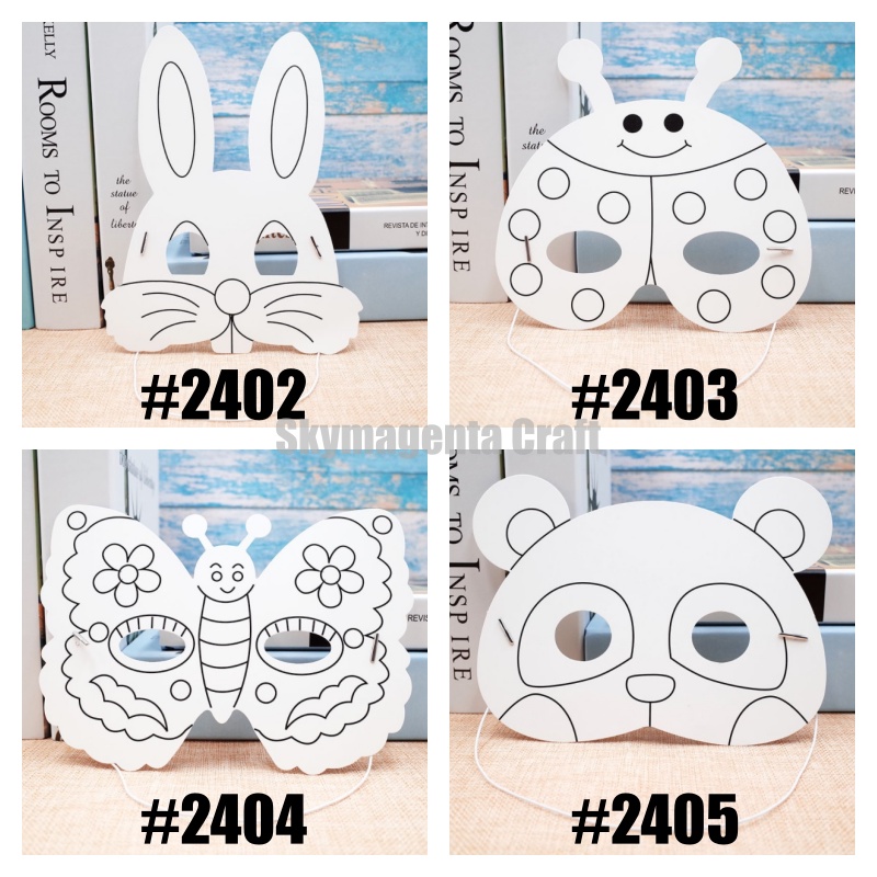 DIY Animal Mask Coloring Mewarna Topeng Children Kids Craft Educational ...