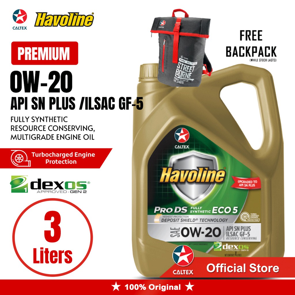 CALTEX Havoline ProDS Fully Synthetic ECO 5 SAE 0W20 (3L) CALTEX