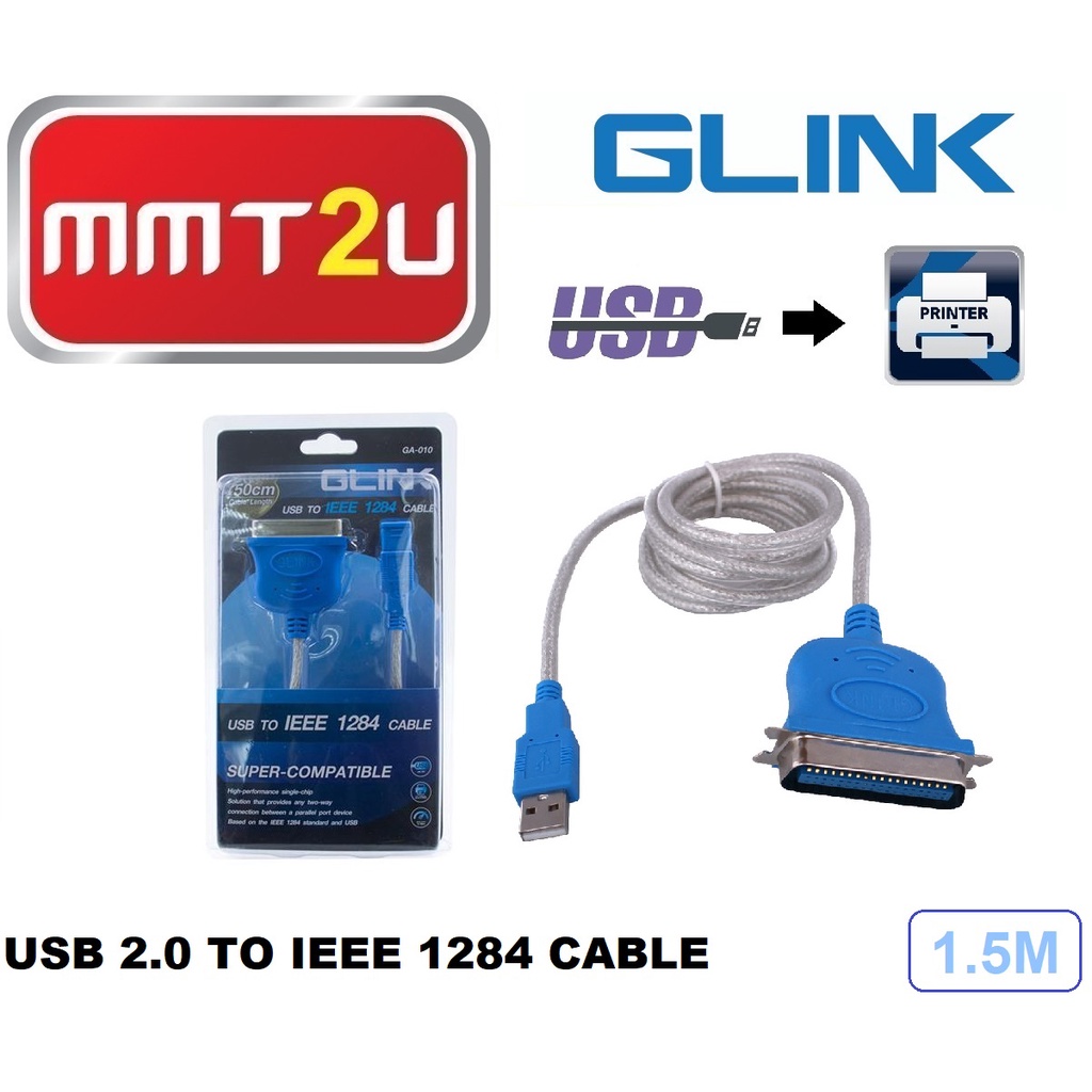 GLINK USB TO IEEE 1284 CABLE (PARALLEL PORT) Shopee Malaysia