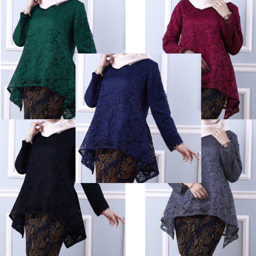 Ppf L 5xl 1004 Muslimah Fashion Lace Blouse Shopee Malaysia