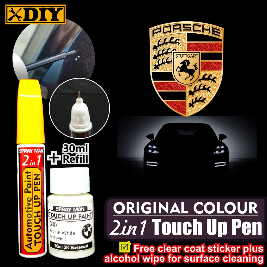 Porsche 2in1 Touch Up Pen Original Colour Automotive Paint Shopee Malaysia