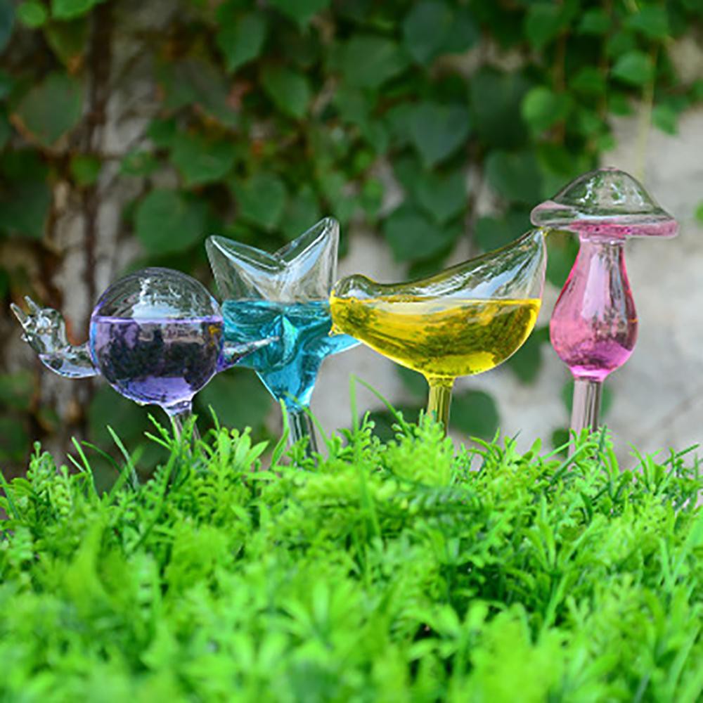 Flower Shape Automatic Self Watering Globe Sprinkler Hand Blown Clear Glass for Home Garden Potted Plant Houseplant Flower Shaped 