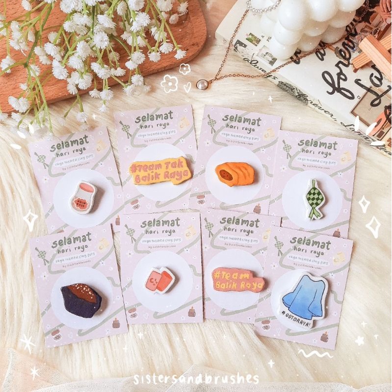 Handmade Clay Pins Raya Special Air Dry Clay Polymer Clay Cute