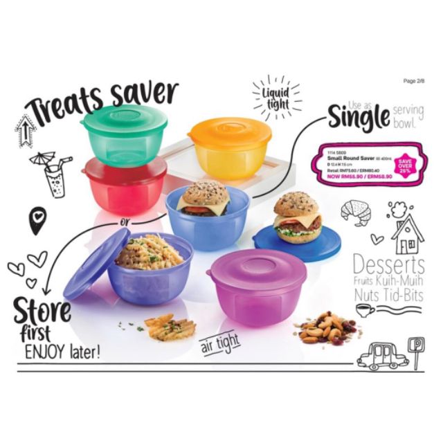 Tupperware Small Round Saver 400ml (6pcs)