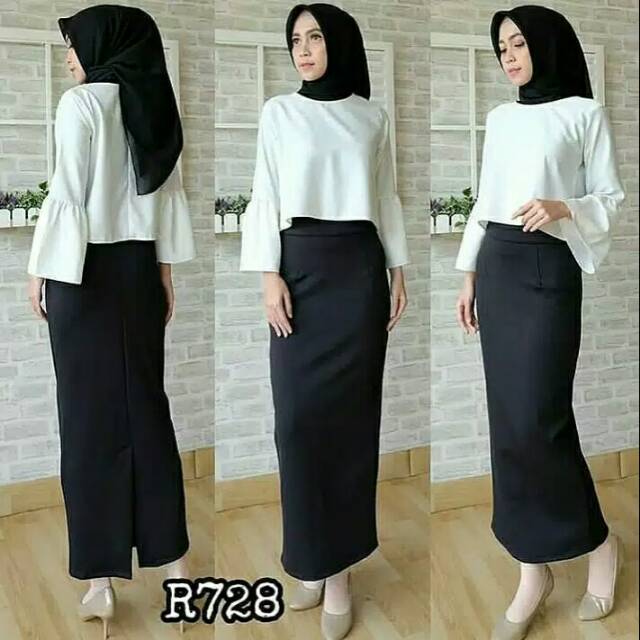 style hijab rok span casual