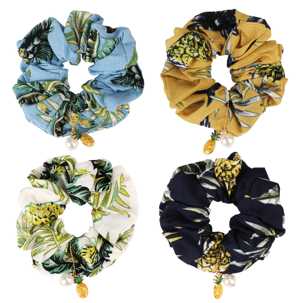 Women S Chiffon Flower Hair Scrunchies Elastic Hair Ties Bands
