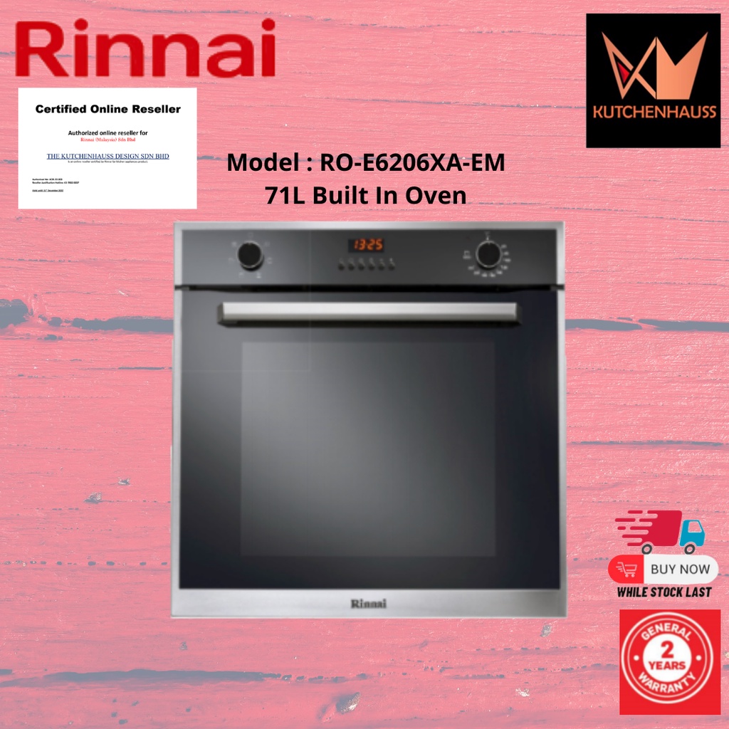 Rinnai ROE6206XAEM (6 Program) 70 Liters Built In Oven / ROE6206XAEM