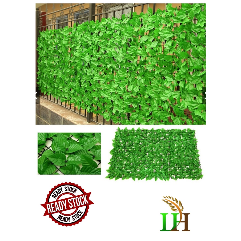 Artificial Grass Fence Faux Hedge Ivy Leaf Privacy Fence Screen Garden Pagar Home Decor Outdoor