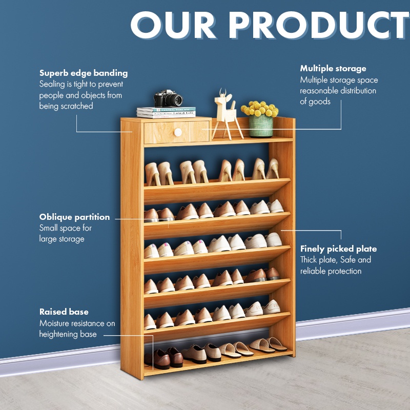 Finsso: Calix Wooden Shoe Rack / Shoe Cabinet /Rak Kasut