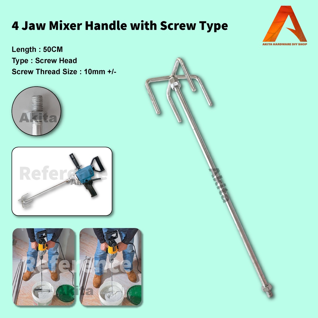 1pcs 4 Jaw Screw Head Jaw Mixer Handle Mud Tool / Cement Mixer Rotary