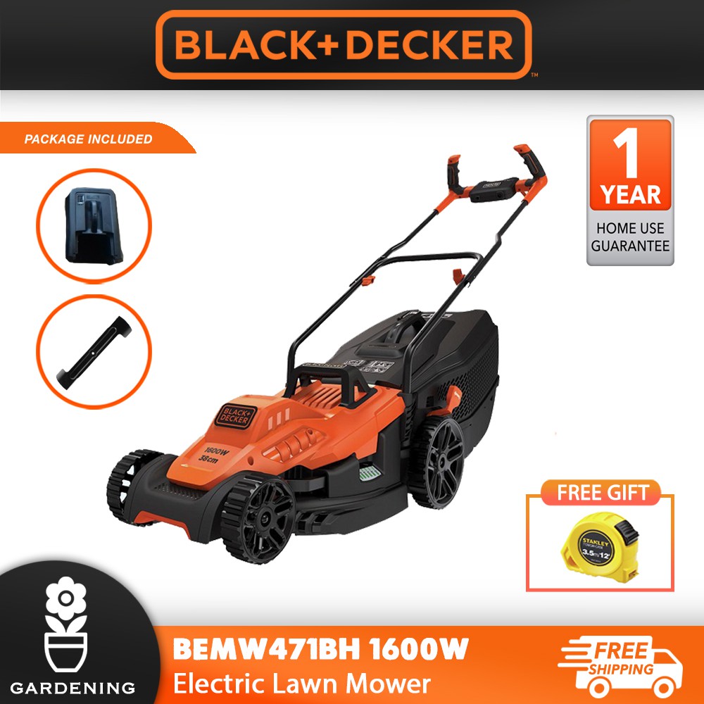 BLACK & DECKER BEMW471BH 1600W 38CM Lawn Mower With Bike Handle 240V ...