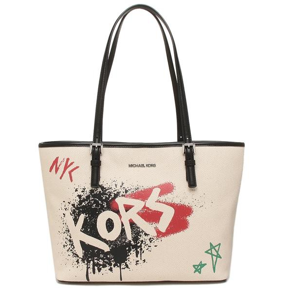 Michael Kors Graffiti 35S0SF7T2R Jet Set Travel Medium Carryall Tote Bag In  Light Cream Multi | Shopee Malaysia