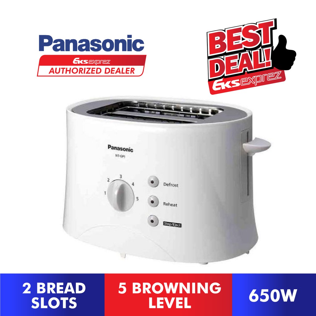 Panasonic 2 Slice Pop Up Bread Toaster (650W) NT-GP1