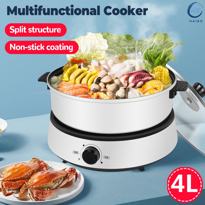 Electric Cooker Steamboat Smart split Multifunctional Skillet Multi-Purpose Pot 4L Steamboat Pot Non stick