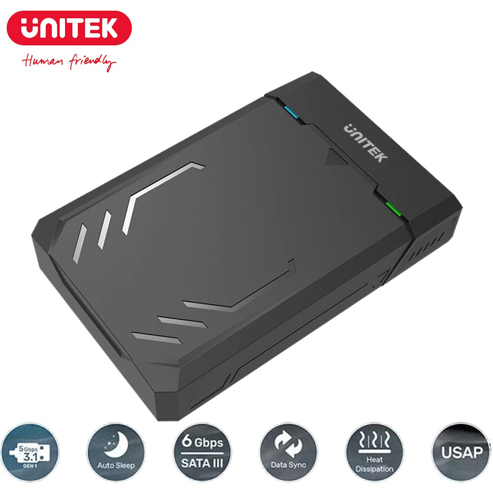Unitek DiskGuard Raiden SATA III 3.5"/2.5" SSD/HDD Hard Disk Enclosure USB 3.1 Gen1 USB-A 5 Gbps Super Speed Y-3035