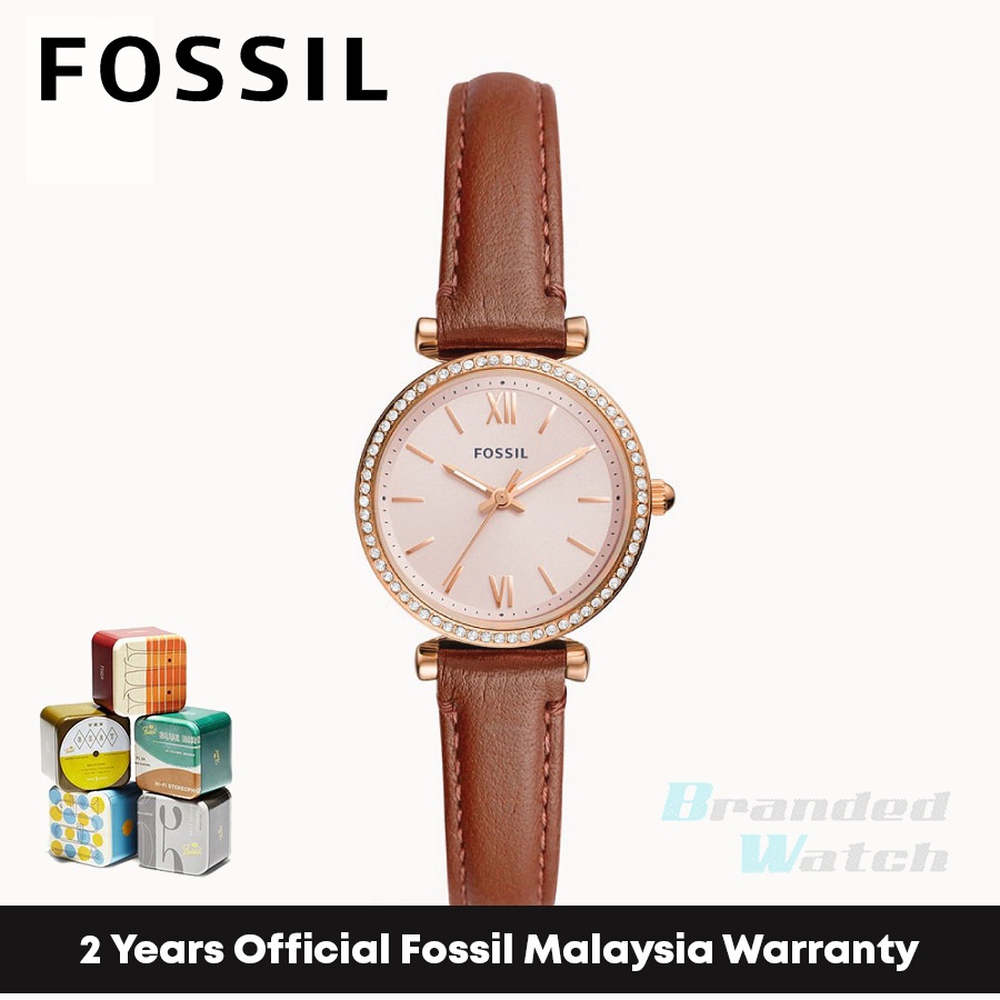 Official Warranty] Fossil ES5112 Women's Carlie Three-Hand Medium Brown Eco  Leather Watch | Shopee Malaysia