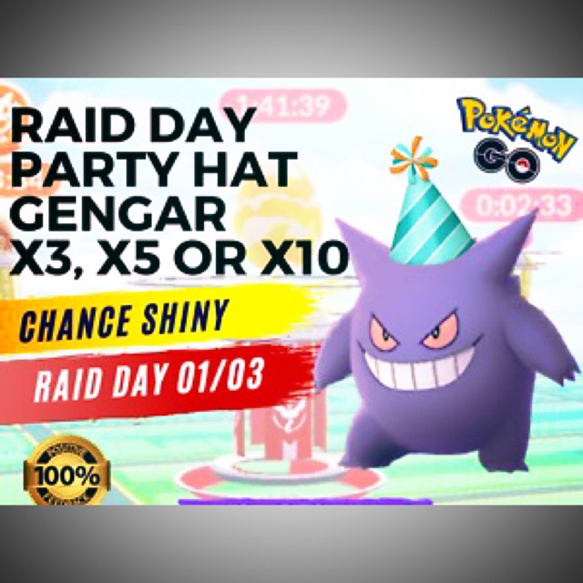 PARTY HAT GENGAR FREE 5 PASSES RAID SERVICES! POKEMON DAY SPECIAL