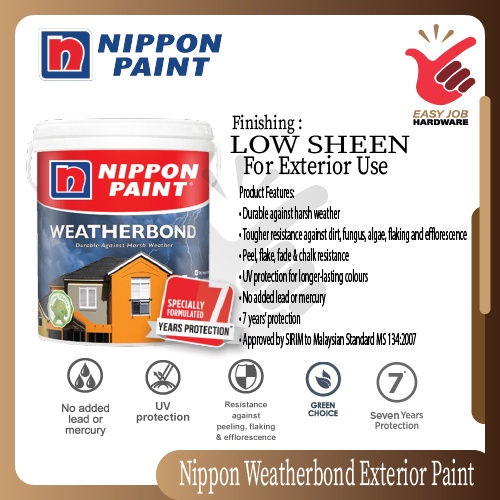 Nippon Paint 5L Weatherbond 1001 Brilliant White Colour External ...