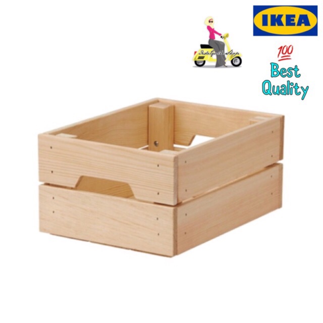  Kotak  kayu  IKEA KNAGGLIG Storage Box Pine  Wood Shopee 