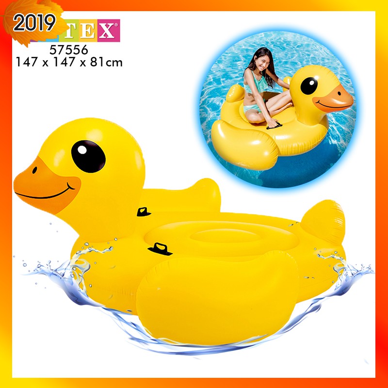 INTEX 57556 (NP48) Yellow Duck Floating Adult Swimming Pool Float Ride ...