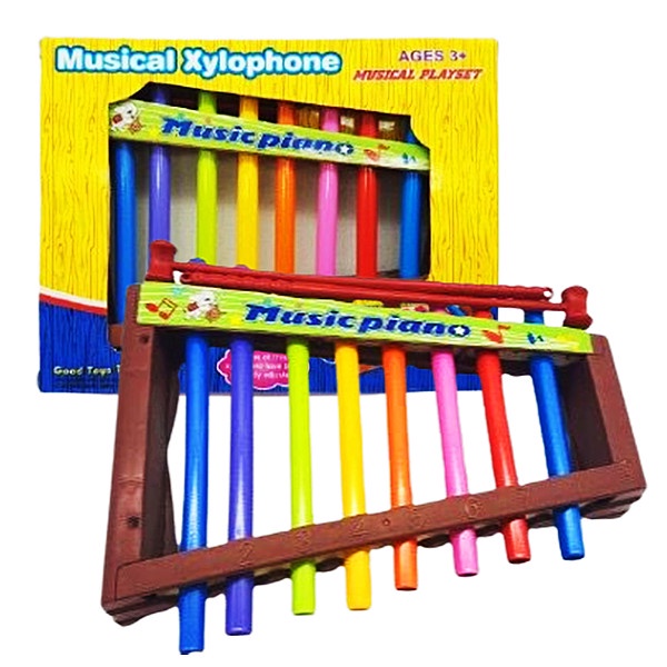 8 Tuned Colorful Kids Musical Learning Wooden Xylophone Pretend Play ...