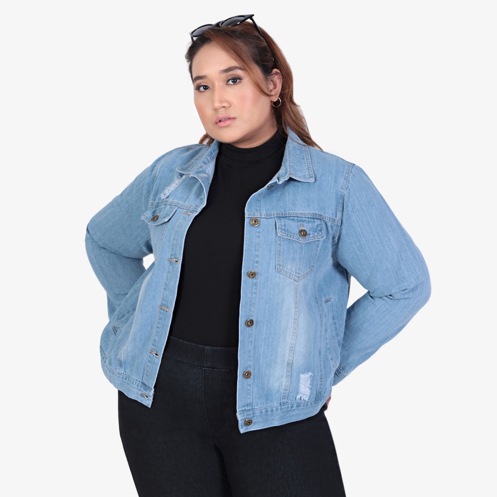 ripped denim jacket plus size