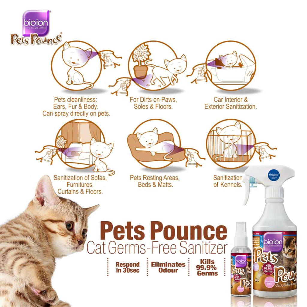 100% ORIGINAL] Bio Ion Pets Pounce Spray membersihkan kucing 500ml 